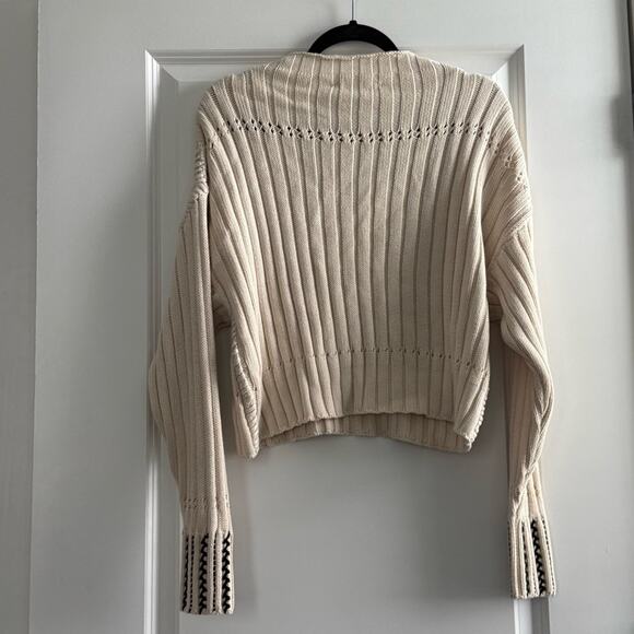 ZARA Embroidered Chunky Knit Cotton Sweater - Picture 7 of 9
